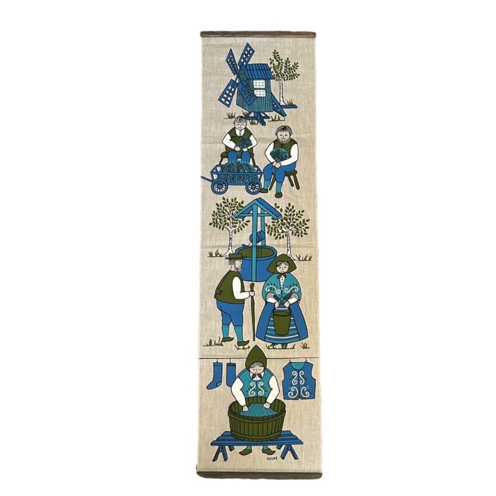SALE VTG Mid-Century Swedish Scandinavian Folk Art Textile Wall Hanging by Ullas